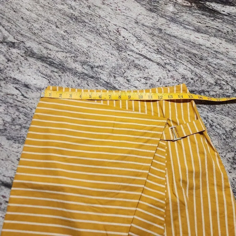 J.o.a mustard yellow and white striped asymmetrical skirt‎ size small